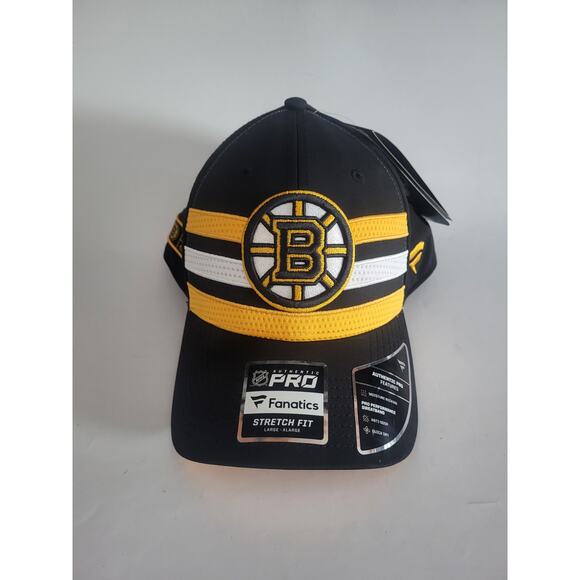 Boston Bruins Fanatics 100th Anniversary Stretch Fit Authentic Cap Hat L/XL NWT - Picture 1 of 6